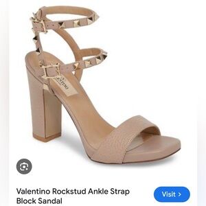 Valentino Rockstud Platform Sandal Double Ankle Strap in Poudre (nude)